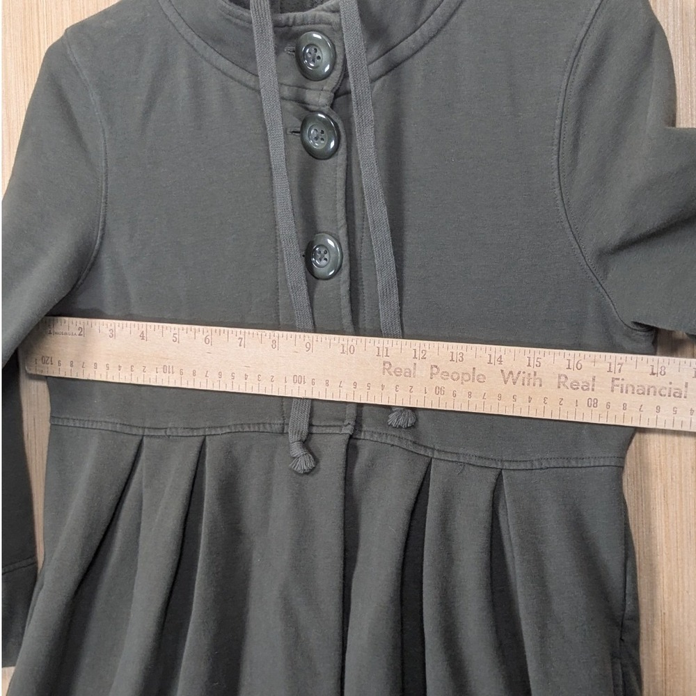 Old Navy Hooded Jacket Womens Medium Green Pleated Y2K Grunge Fairy Earthy‎ - Picture 6 of 7